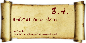 Bródi Arszlán névjegykártya